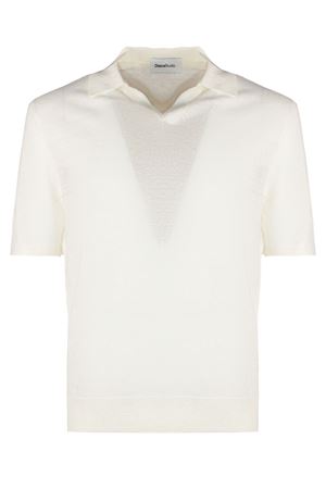 White linen blend polo shirt DIANA STUDIO | MSS25SIN56001